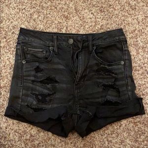 American Eagle Super HighRise Shortie Black Shorts